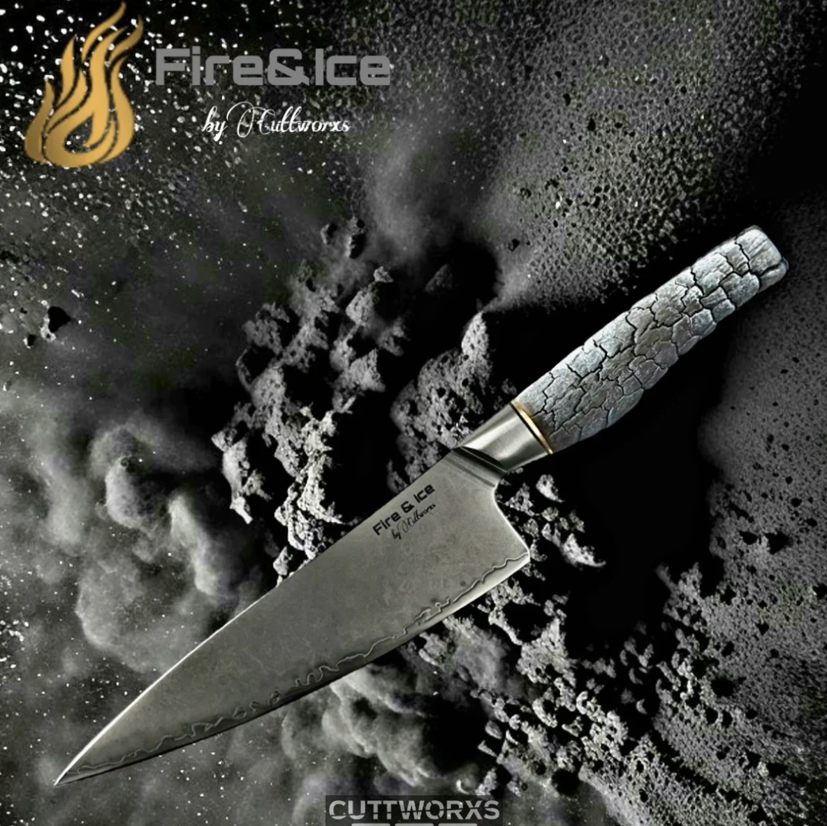 Cuttworxs Flamewood Fire and Ice chef's knife
