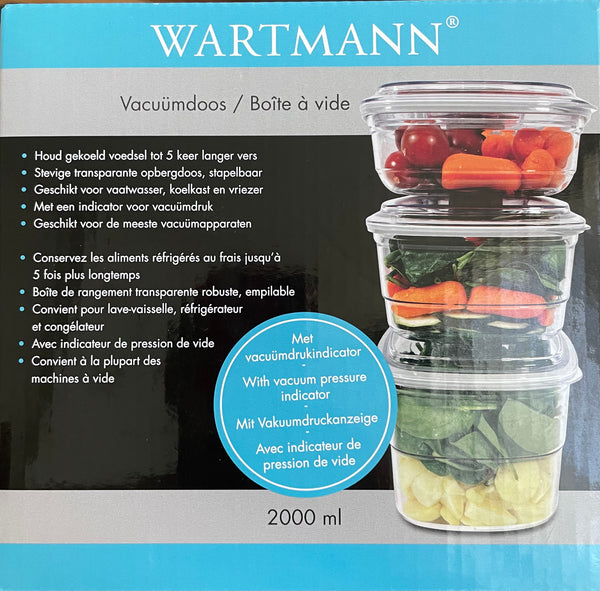 Wartmann vacuümdoos 2 liter met drukindicator Vuurbak. 